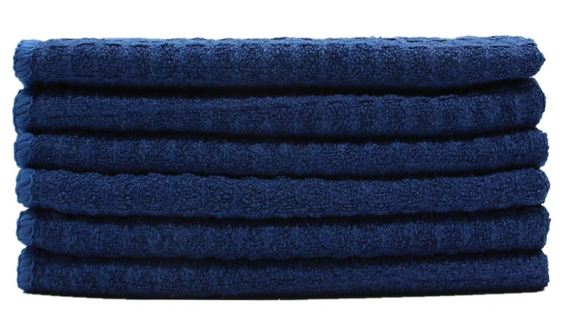 VeraSong Microfiber Kitchen Cleaning Cloth Thick Dish Rags Waffle Weave Washcloths Dish Cloths Ultra Absorbent Odor Free 12inch X 12inch 6 Pack Navy Blue - Image 2